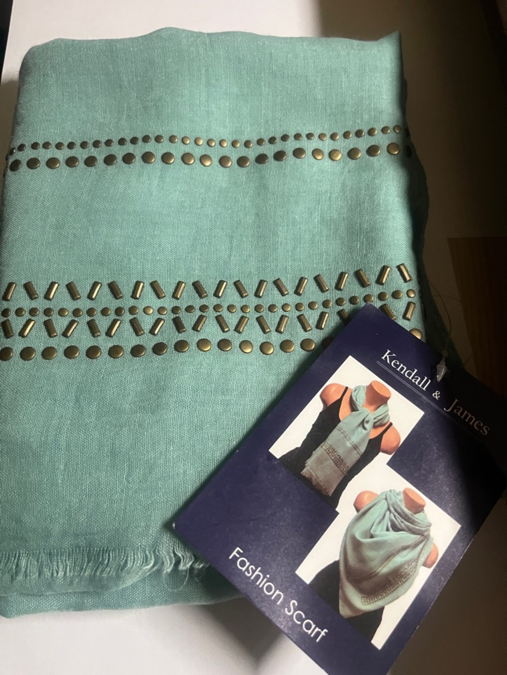 Kendall & James Mint Green Studded Fashion Scarf